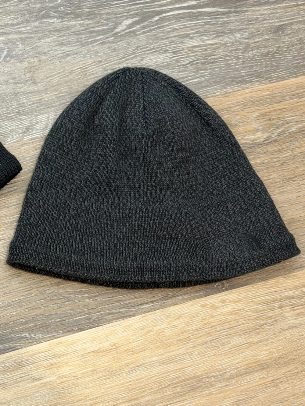 The Northface beanie hats lot of two black & charcoal gray